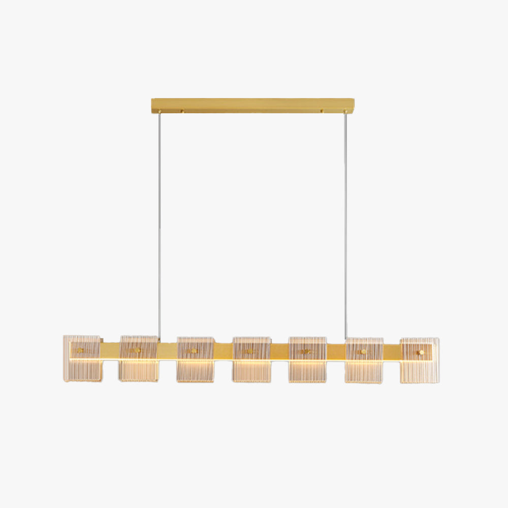 Evette Modern Minimalist Rectangular Metal And Glass Pendant Light,Gold