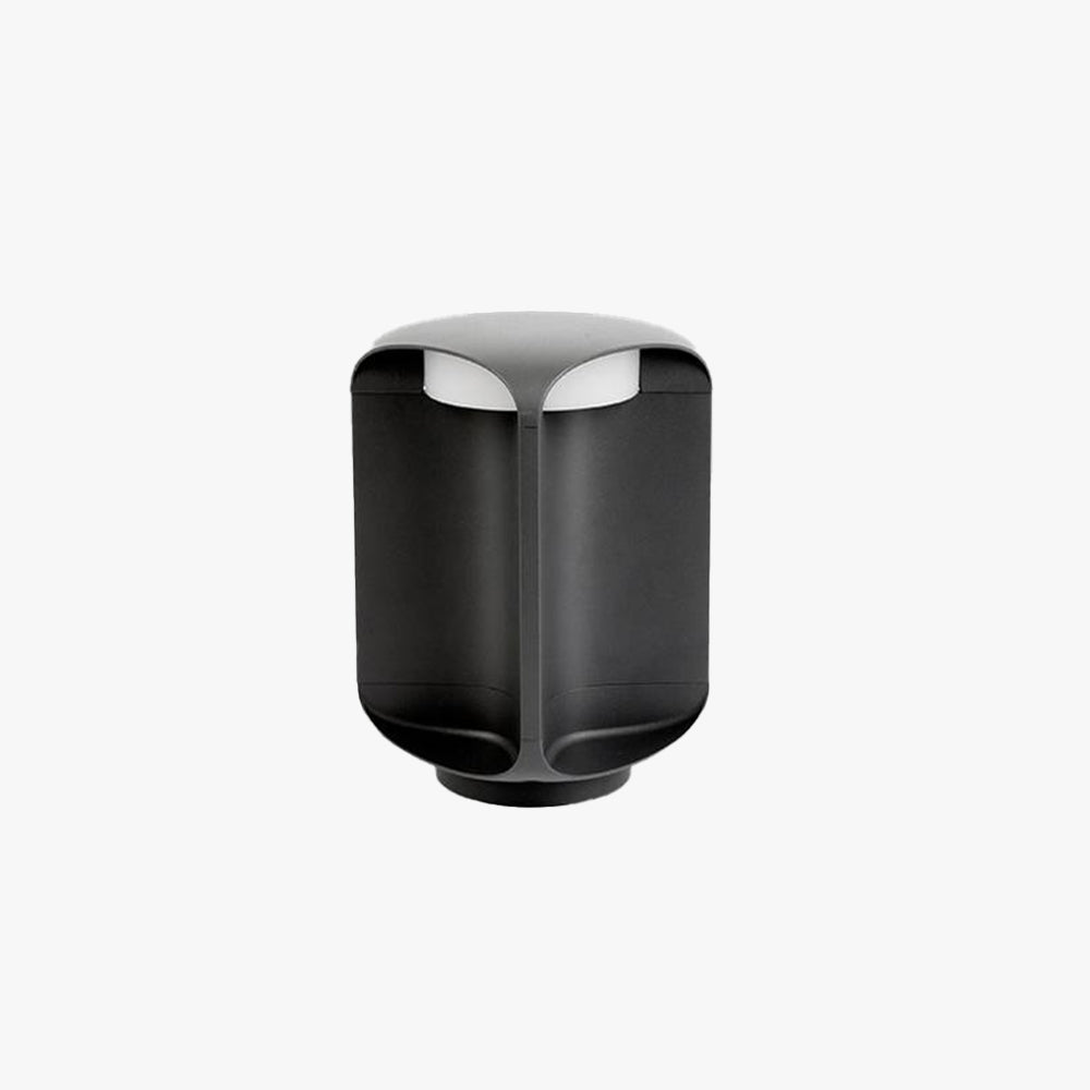 Pena Minimalist Cylinder Outdoor Floor Lamp, Metal/Glass, Black