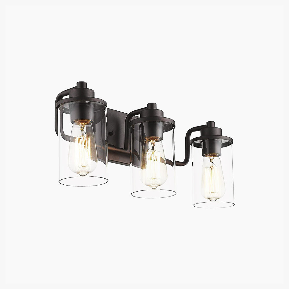 Alessio Industrial Metal/Glass Wall Lamp, Black, Bathroom, Vanity