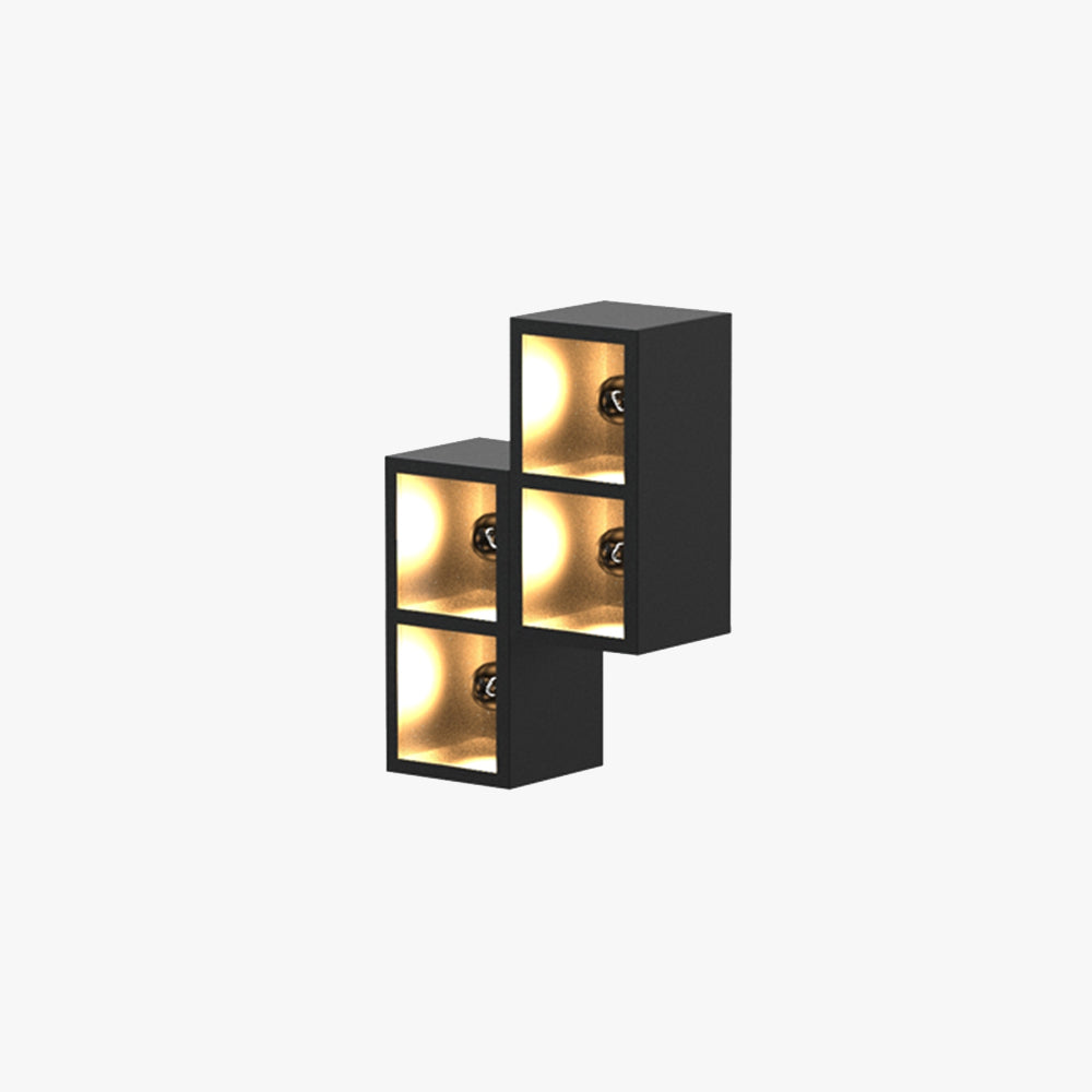 Orr Modern Cube Square Metal/Glass Outdoor Wall Lamp, Black