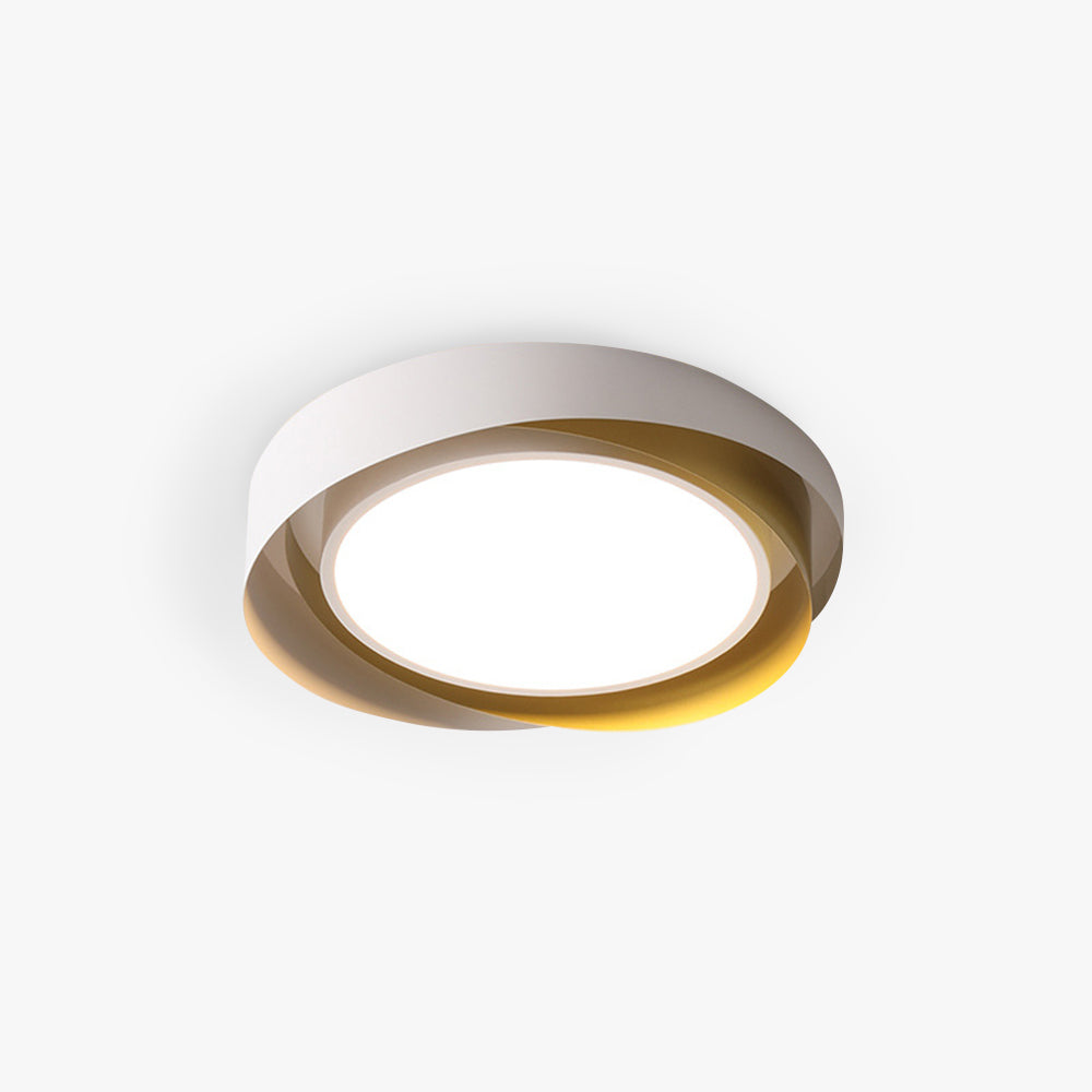 Quinn Modern Geometric Metal/Acrylic Flush Mount Ceiling Light, White/Gold