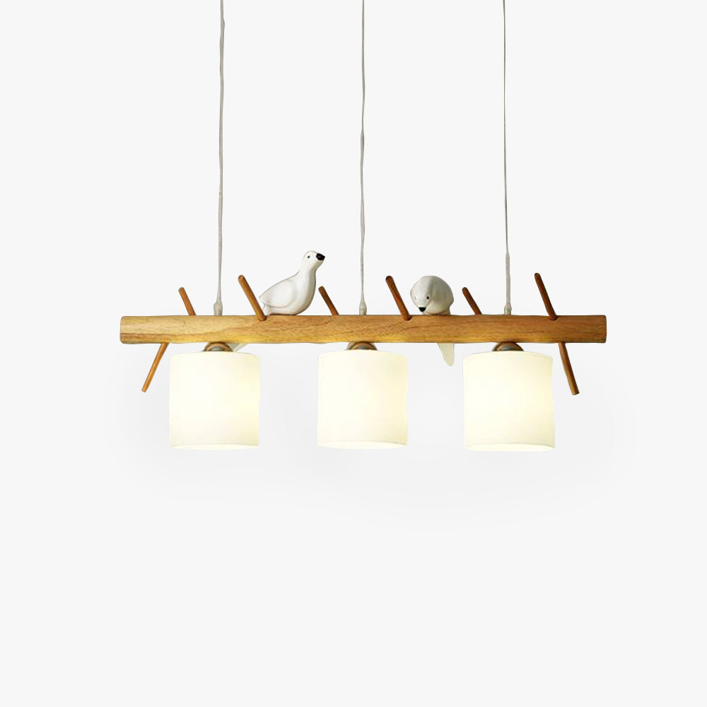 Muto Bird Pendant Light Wood, 2/3 Heads