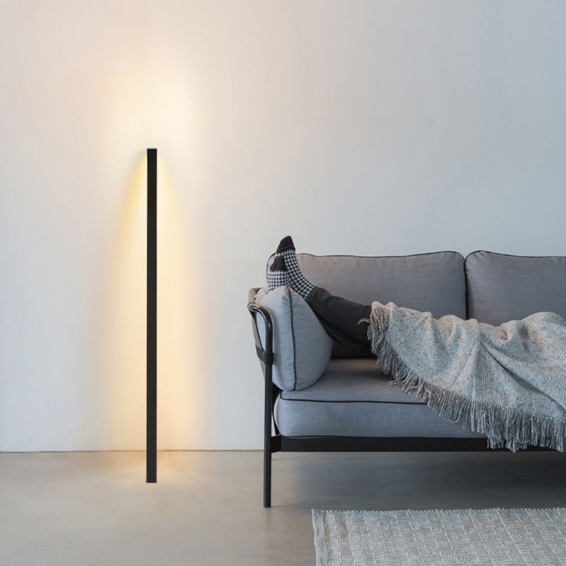 Edge Minimalist Linear Metal Floor Lamp, Black/Gold, Living Room