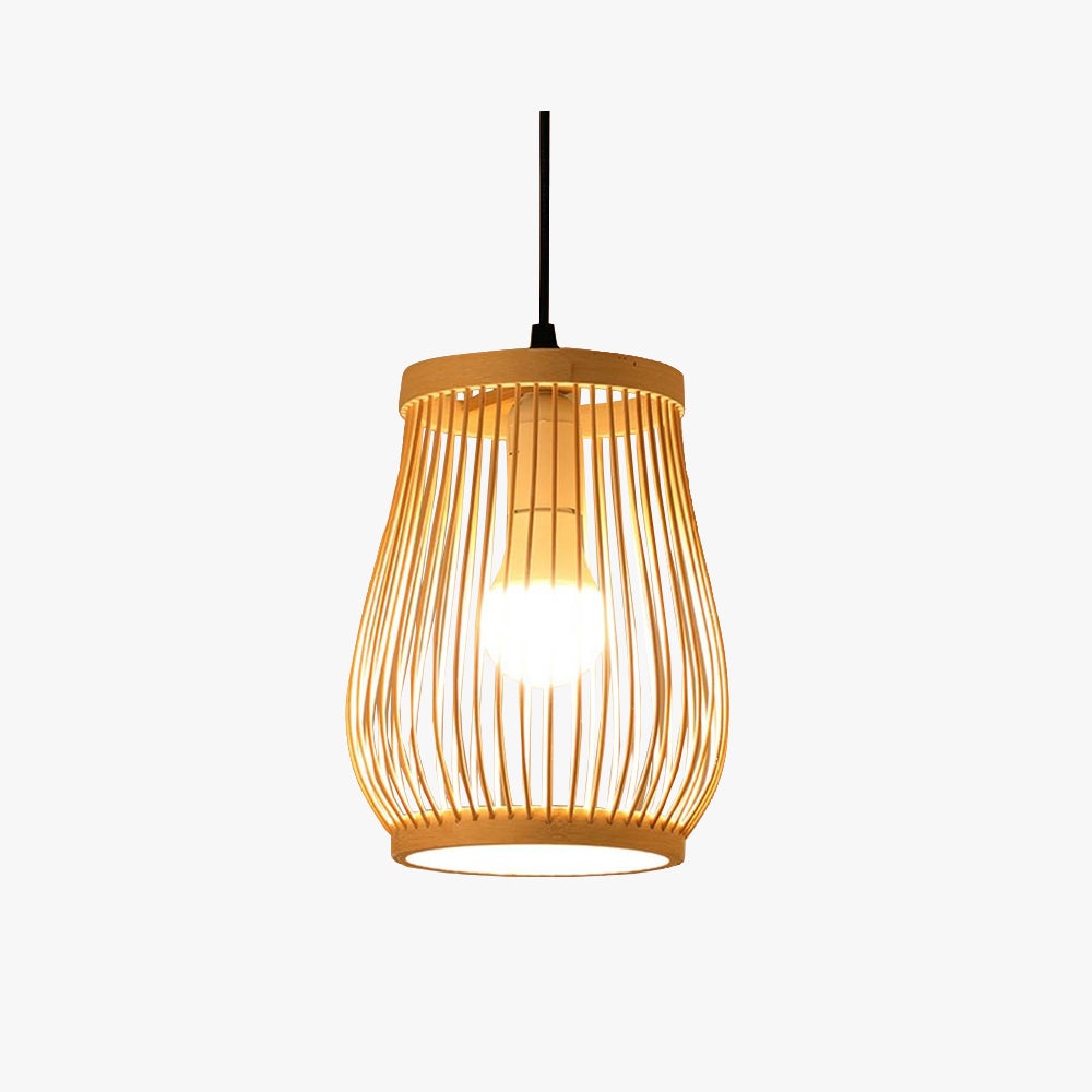 Muto Cage Pendant Light, Wood