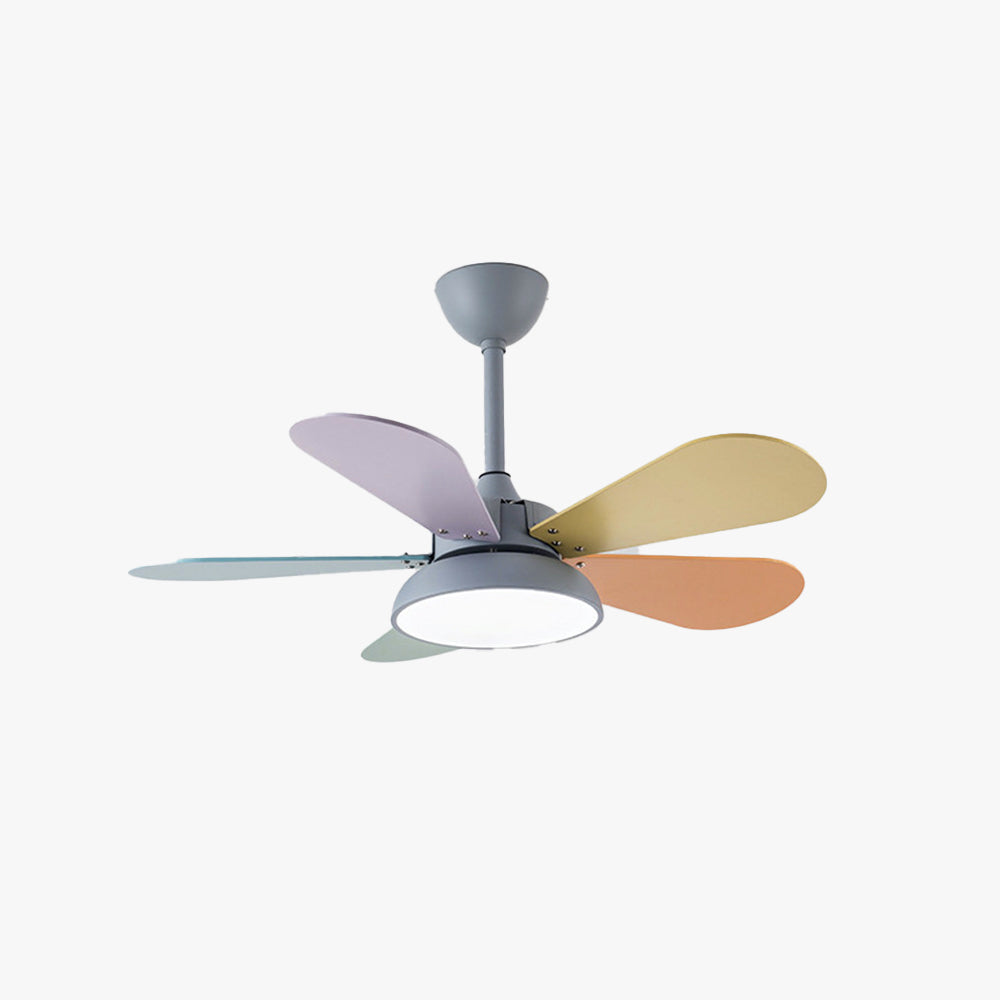 Morandi Colorful DC Ceiling Fan with Light, Grey & White, 5-Blade, for Summer