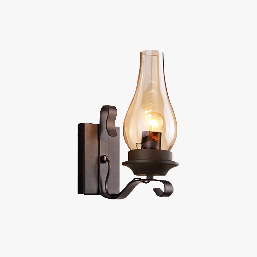 Alessio Vintage Candle Wood Metal Wall Lamp