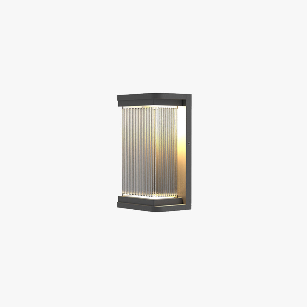 Orr Minimalist Rectangular Glass Outdoor Wall Lamp, Black