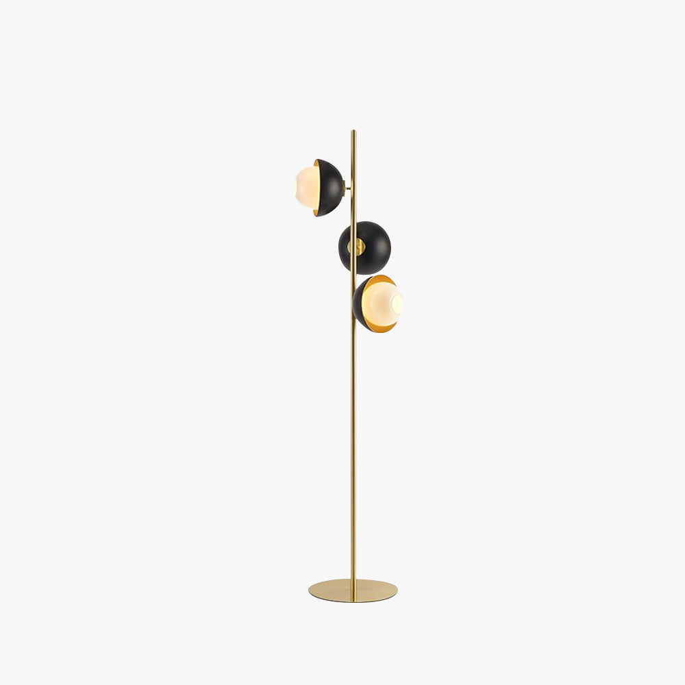 Salgado Black & Gold Semicircle Floor Lamp, 3 Heads, Metal, 53"
