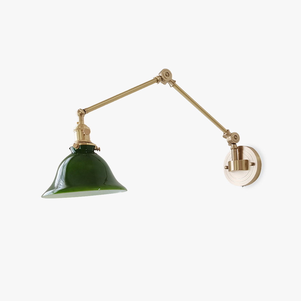 Brady Vintage Foldable Metal Wall Lamp, Green/White