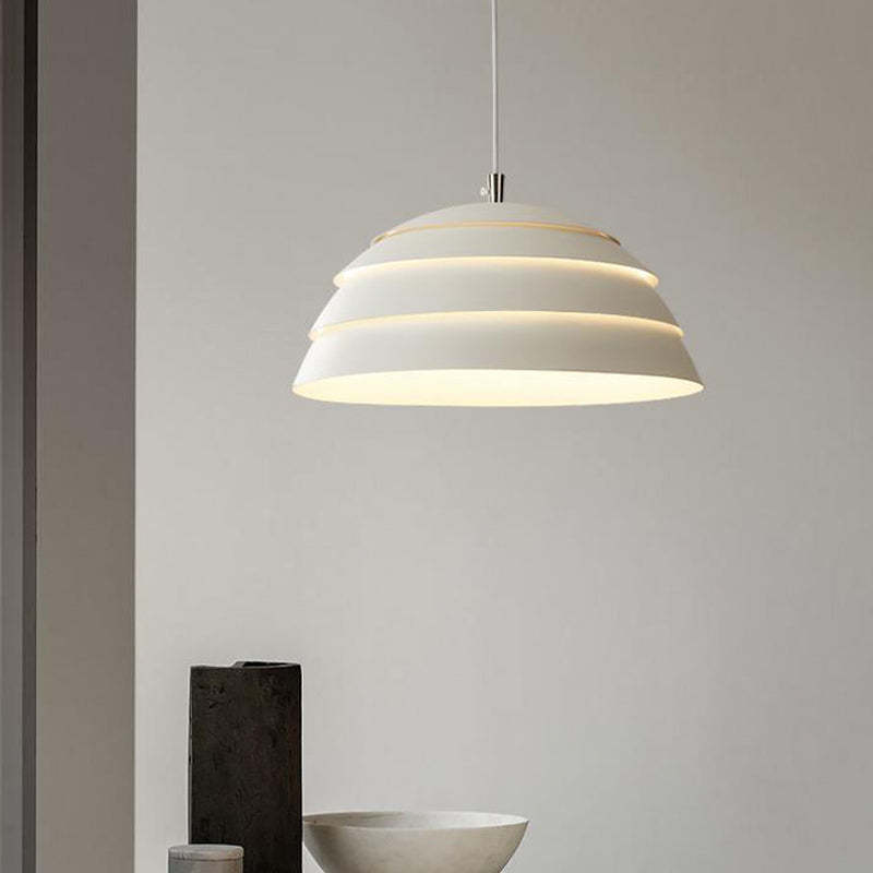 Nazifa Design Semi-Globe Metal Pendant Light, Black/White