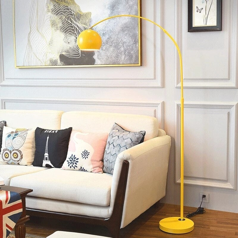 Macaron Modern Fishing 1 Light Arc Floor Lamp, Metal