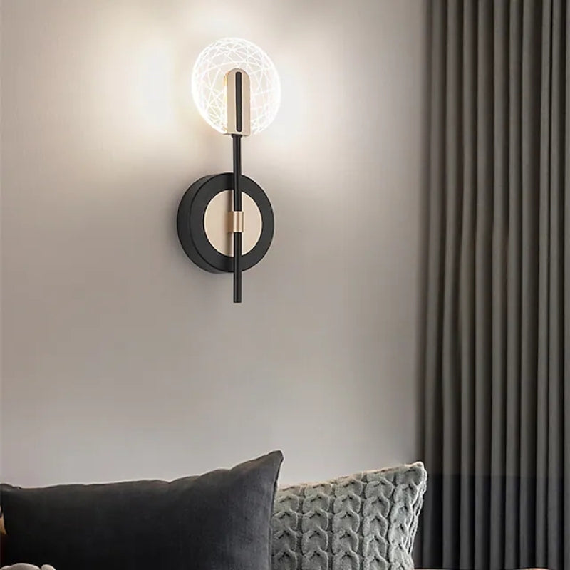 Valentina Wall Lighting Disc Modern, Metal/Acrylic, Black/White, Bedroom