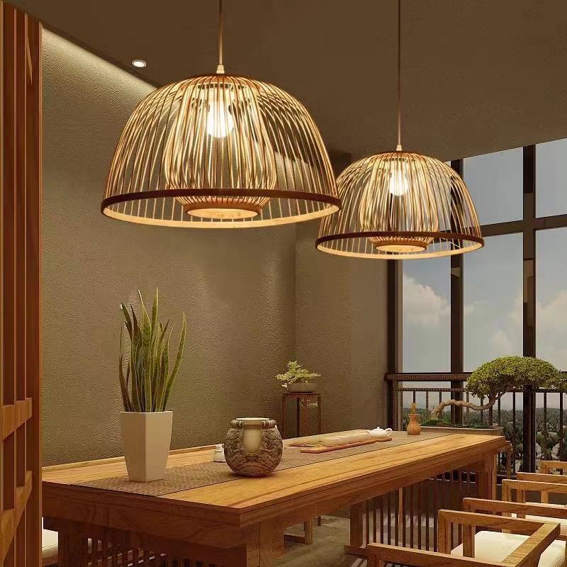 Natural Rattan Bamboo Boho Style Pendant Light For Dining Room, Living Room, Bedroom