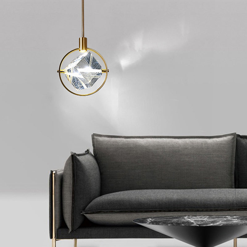 Kristy Modern Luxury Geometry Metal/Crystal Pendant Light, Gold