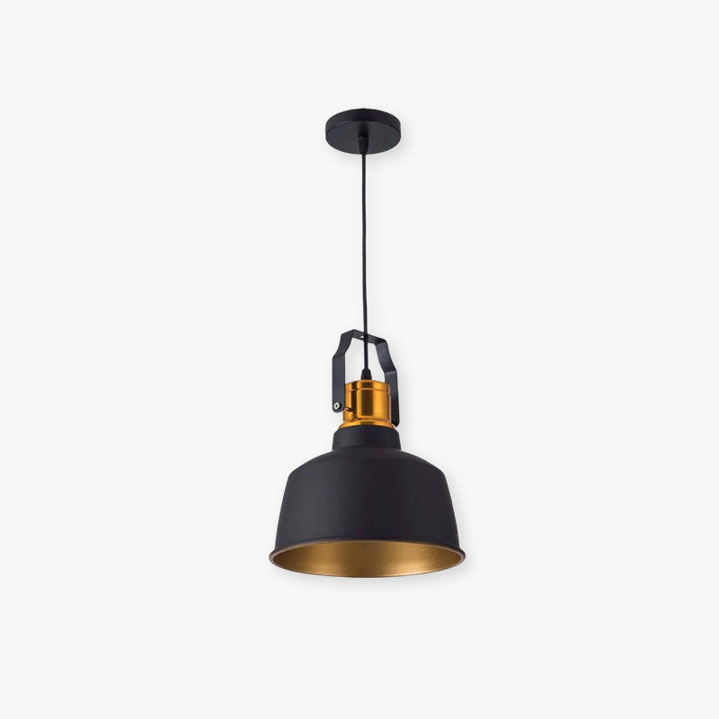 Alessio Industrial Farmhous Pendant Light, Black & Brass