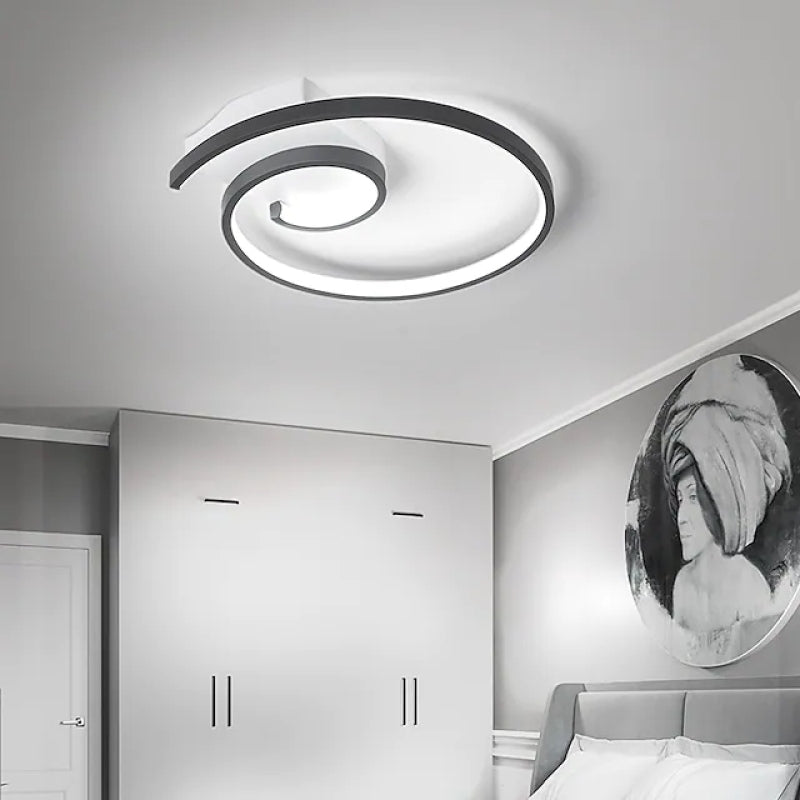 Lacey Modern Spiral Shaped Metal Ceiling Light, Black/White