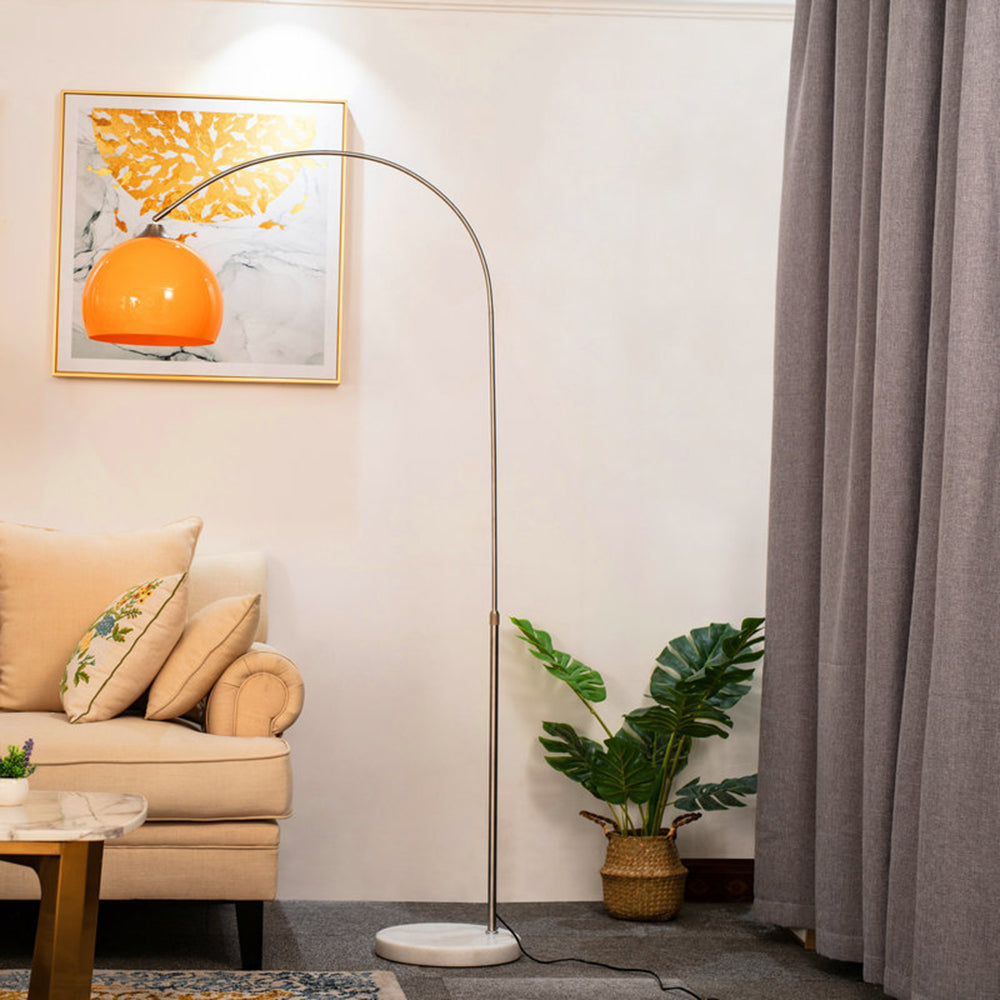 Salgado Floor Arc Lamp, Tall Floor Light, Modern, Orange/ White