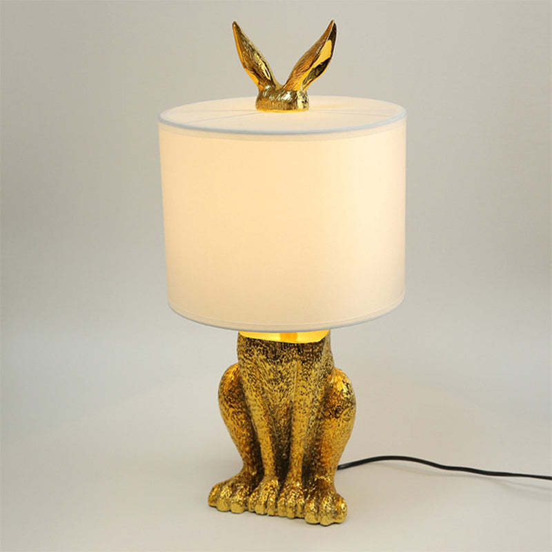 Alice Rabbit Cylinder Resin Table Lamp, Black/White/Gold