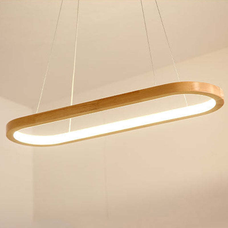Ozawa Contemporary Oval Wooden Pendant Light, 23.6"/35.4"