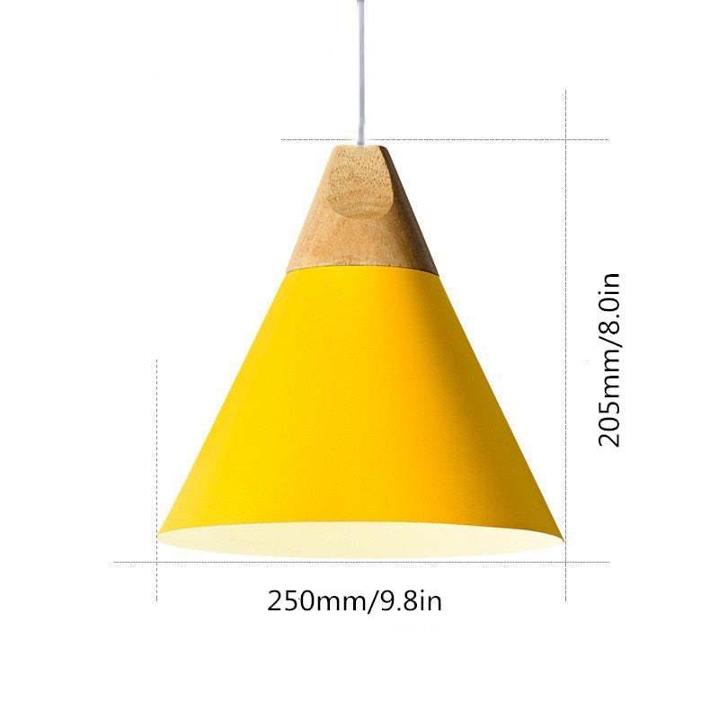 Morandi Multi-Shaped Wood And Metal Pendant Light, 6 Colors