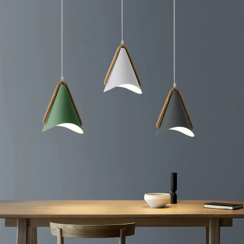 Morandi Modern Cone Pendant Light, Wood/Metal