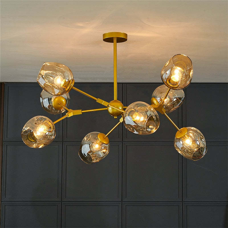 Valentina Modern Bubble Metal Pendant Light, Black/Gold