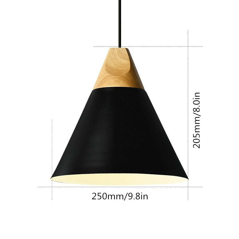 Morandi Multi-Shaped Wood And Metal Pendant Light, 6 Colors