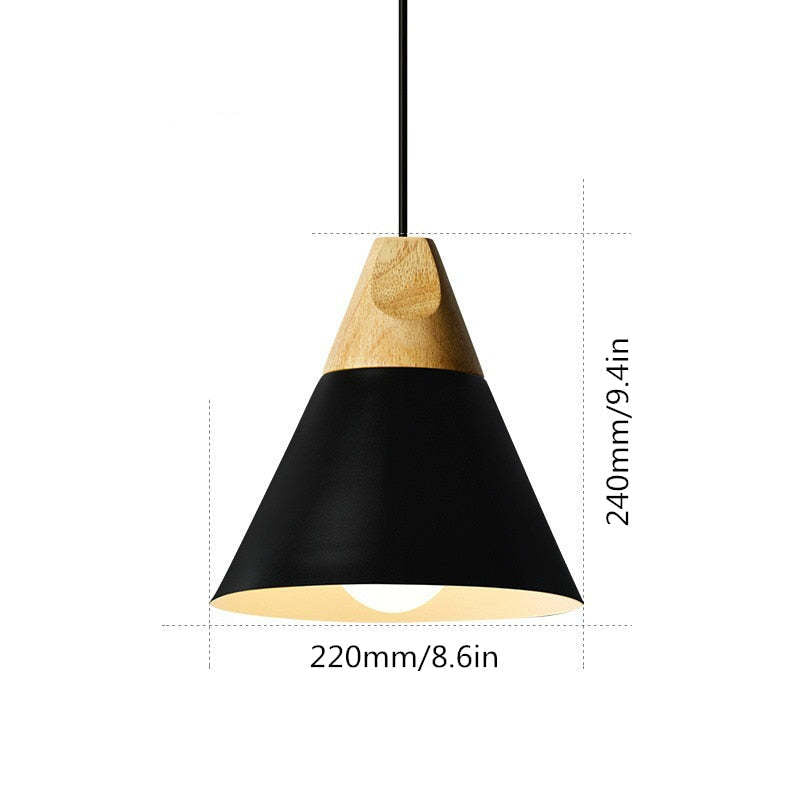 Morandi Multi-Shaped Wood And Metal Pendant Light, 6 Colors