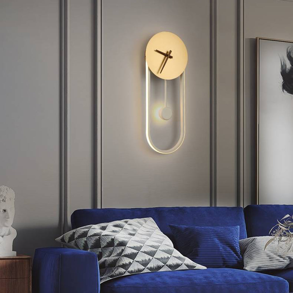 Nielsen Nordic Clock Wall Lamp, Gold & Black