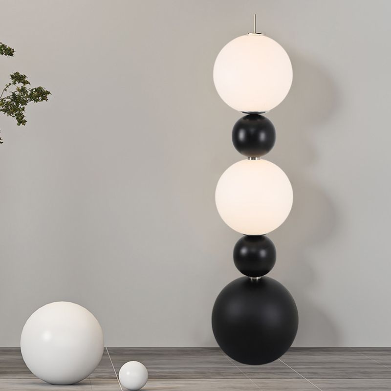 Valentina Modern Ball-shaped Resin Glass Floor Lamp,Black /White