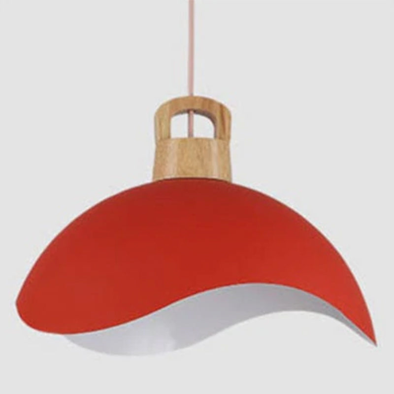 Morandi Colorful Shade Single Pendant Lights, Wood & Metal