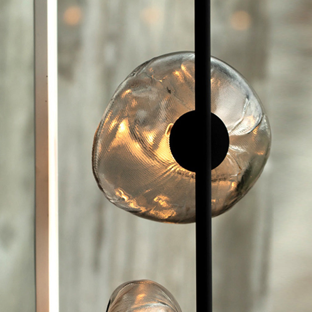 Byers Luxury Flower Metal/Glass Floor Lamp, Black/Gold/Grey