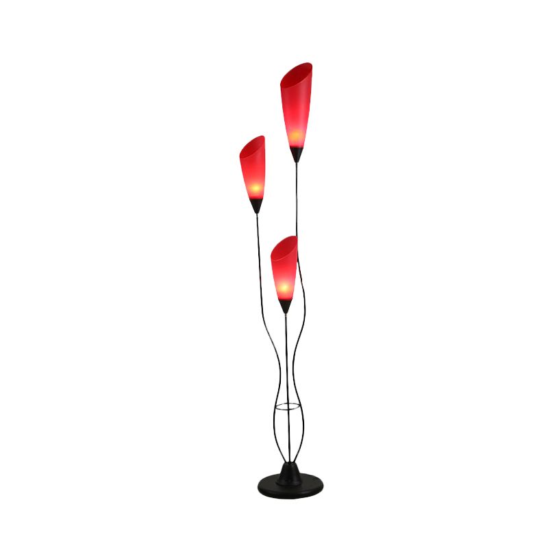 Valentina Torchiere Multi Bulb Metal/Acrylic Floor Lamp, Red