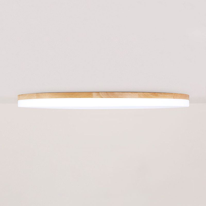 Ozawa Minimalist Wood Round Flush Mount Ceiling Light, Bedroom