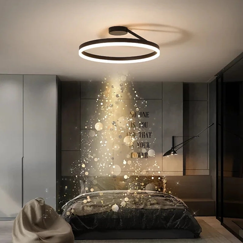 Arisha Modern Circle Flush Mount Ceiling Light, Black & White