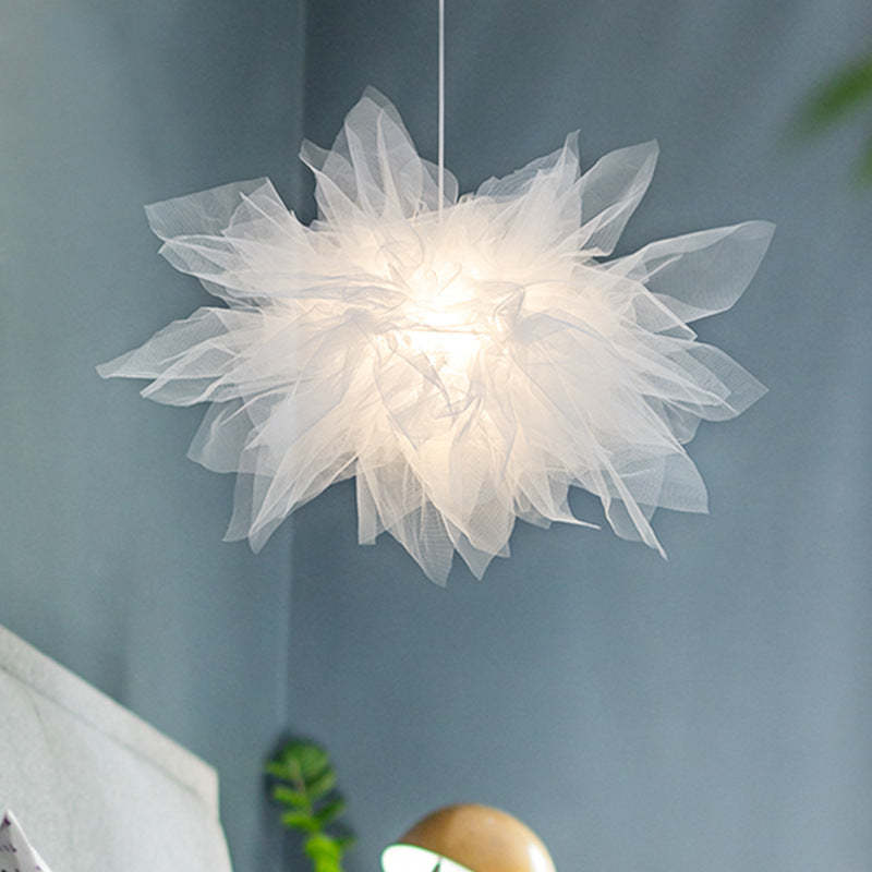 Bella Modern Flower Fabric Pendant Light, Bedroom, White