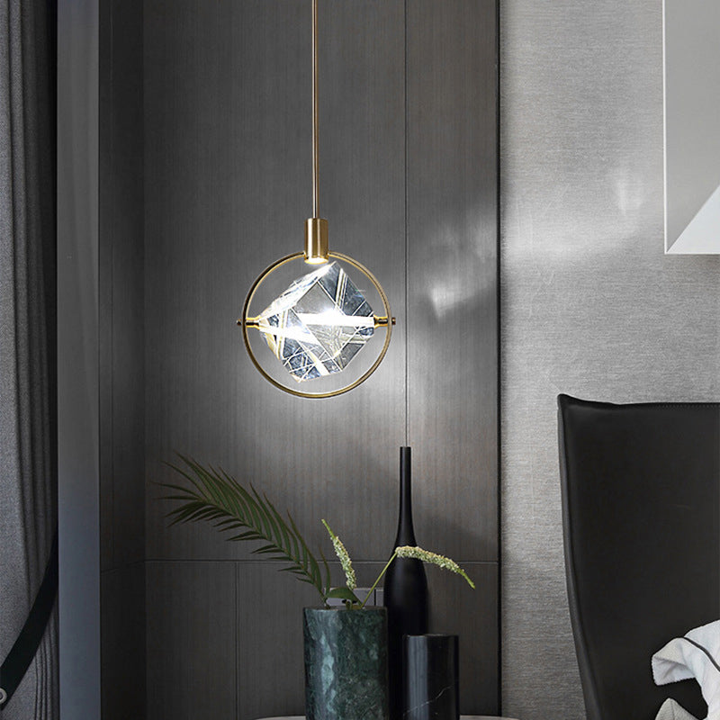 Kristy Modern Luxury Geometry Metal/Crystal Pendant Light, Gold