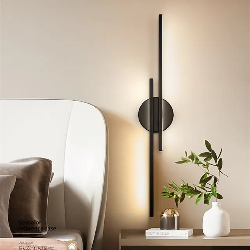 Alana Modern Nordic Disc/Linear Metal LED Wall Lamp, Black/White