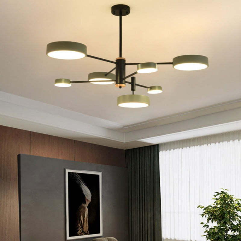 Sienna Pendant Light LED, Metal & Wood, Grey/White/Gold