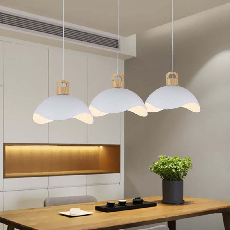 Morandi Colorful Shade Single Pendant Lights, Wood & Metal