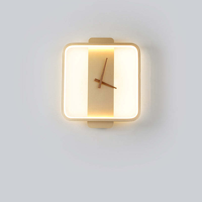 Morandi Nielsen Square Clock Metal & Acrylic Wall Lamp, Gold