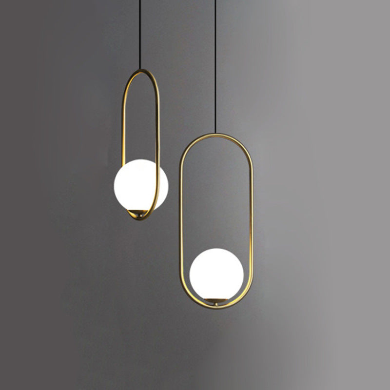 Valentina Minimalist Oval Golden & Black Frame Globe Pendant Light