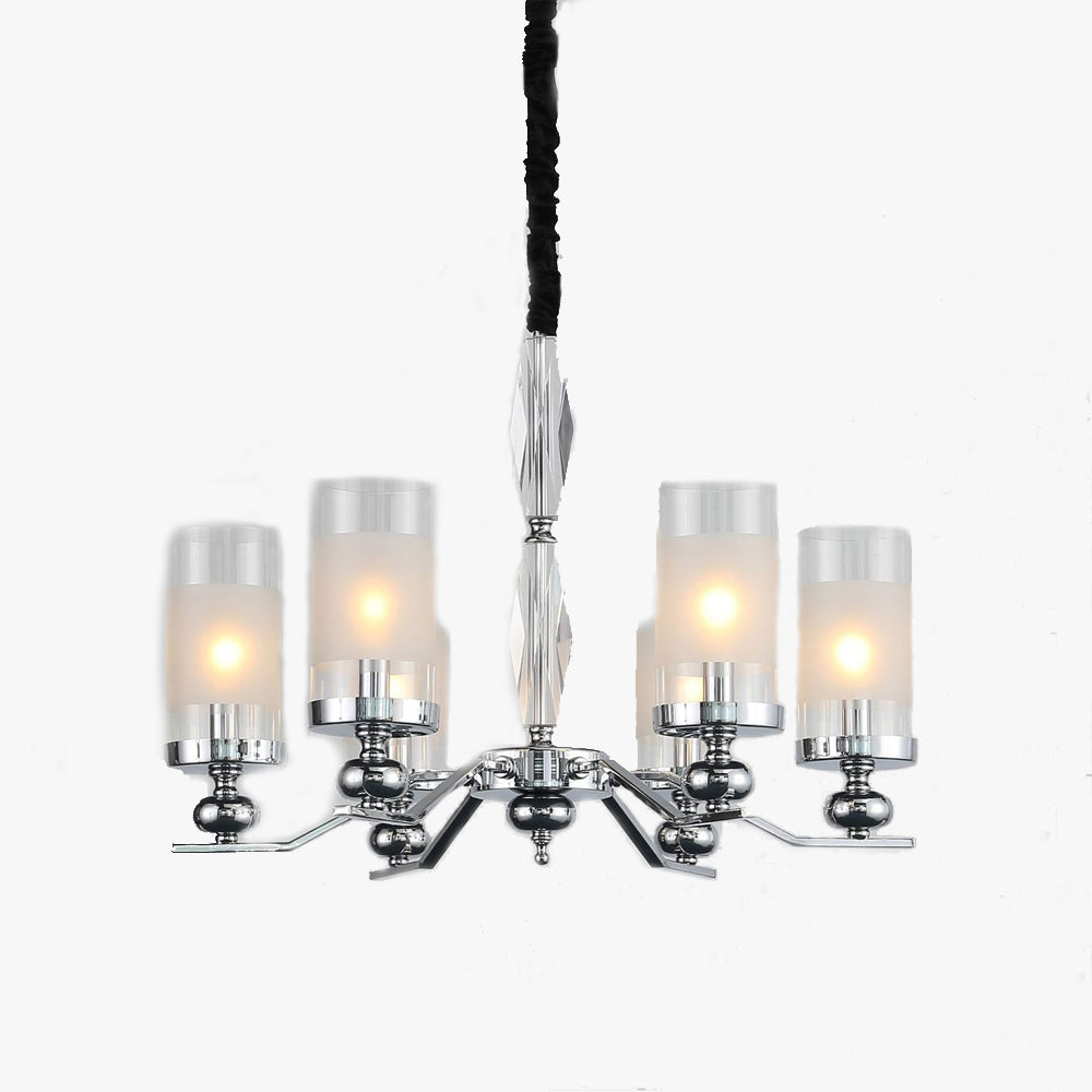 Alessio Retro Silver Metal/Glass Chandelier/Wall Lamp, Living Room