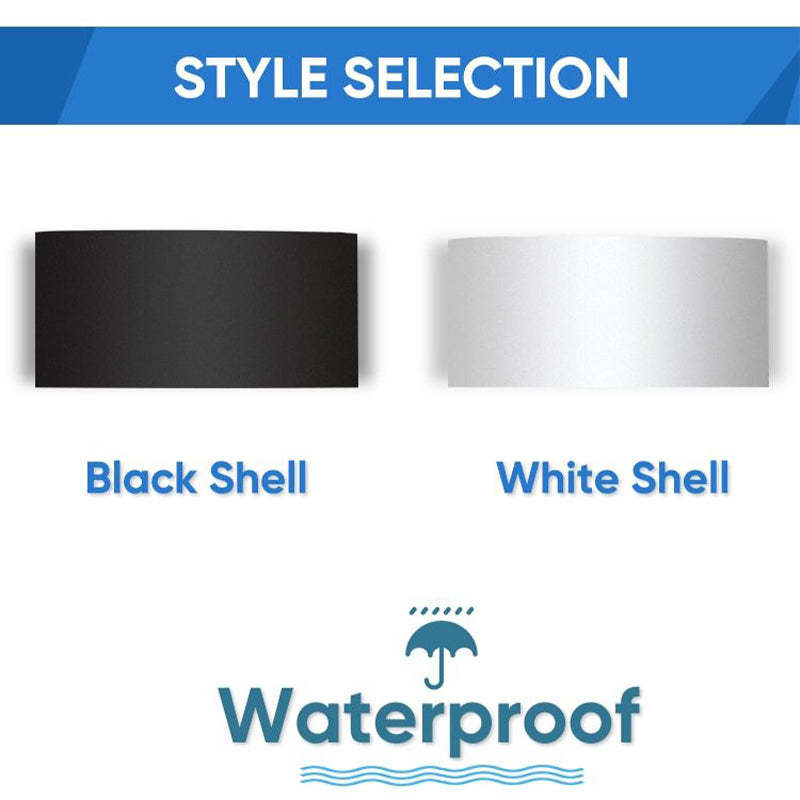 Orr Modern Rectangular Metal Outdoor Wall Lamp, Black/White, Water-wave