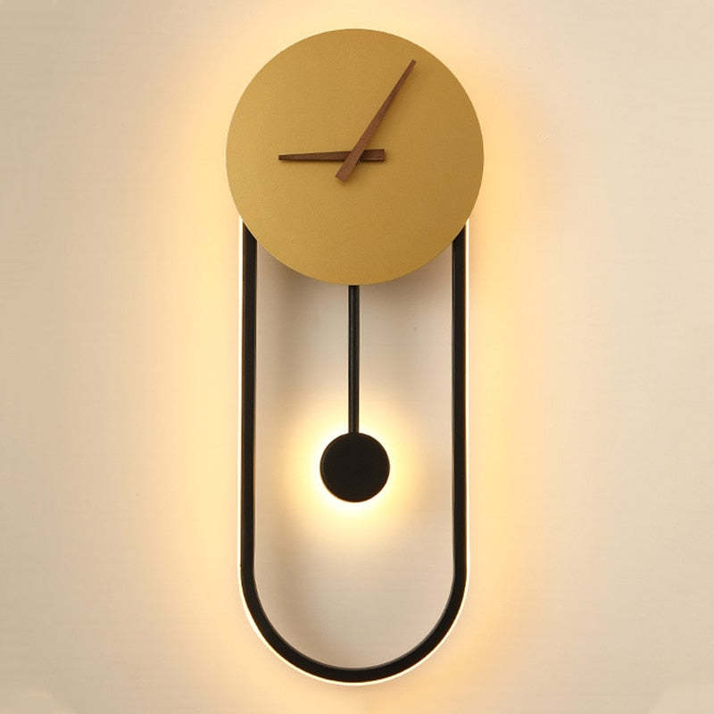 Nielsen Nordic Clock Wall Lamp, Gold & Black