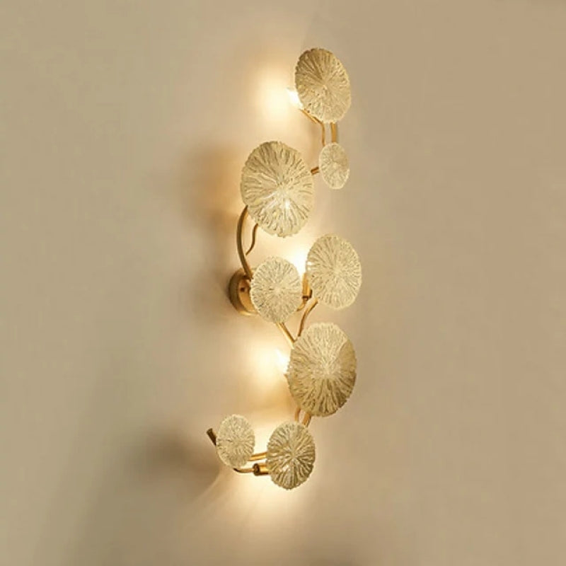 Knox Modern Metal Round Lotus Leaf Wall Lamp, Gold