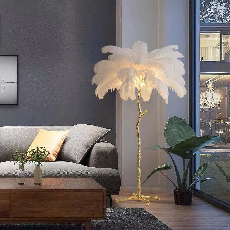 Nordic ostrich feather floor shop lamp