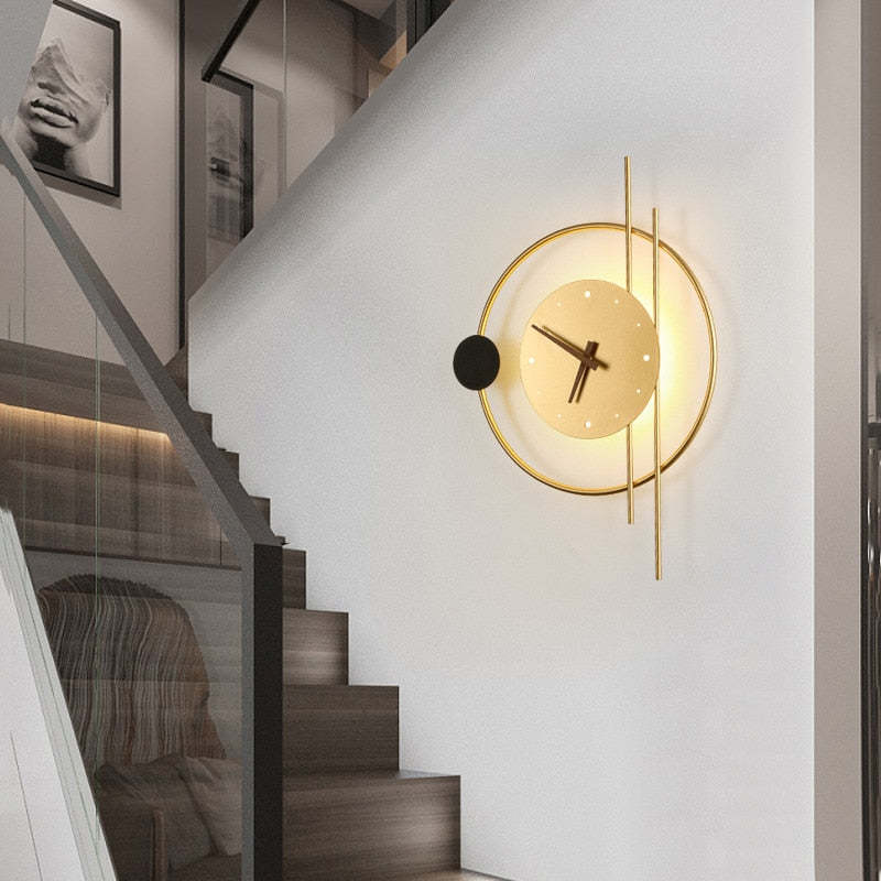 Nielsen Wall Lamp Clock, Black & Gold,  Iron & Acrylic