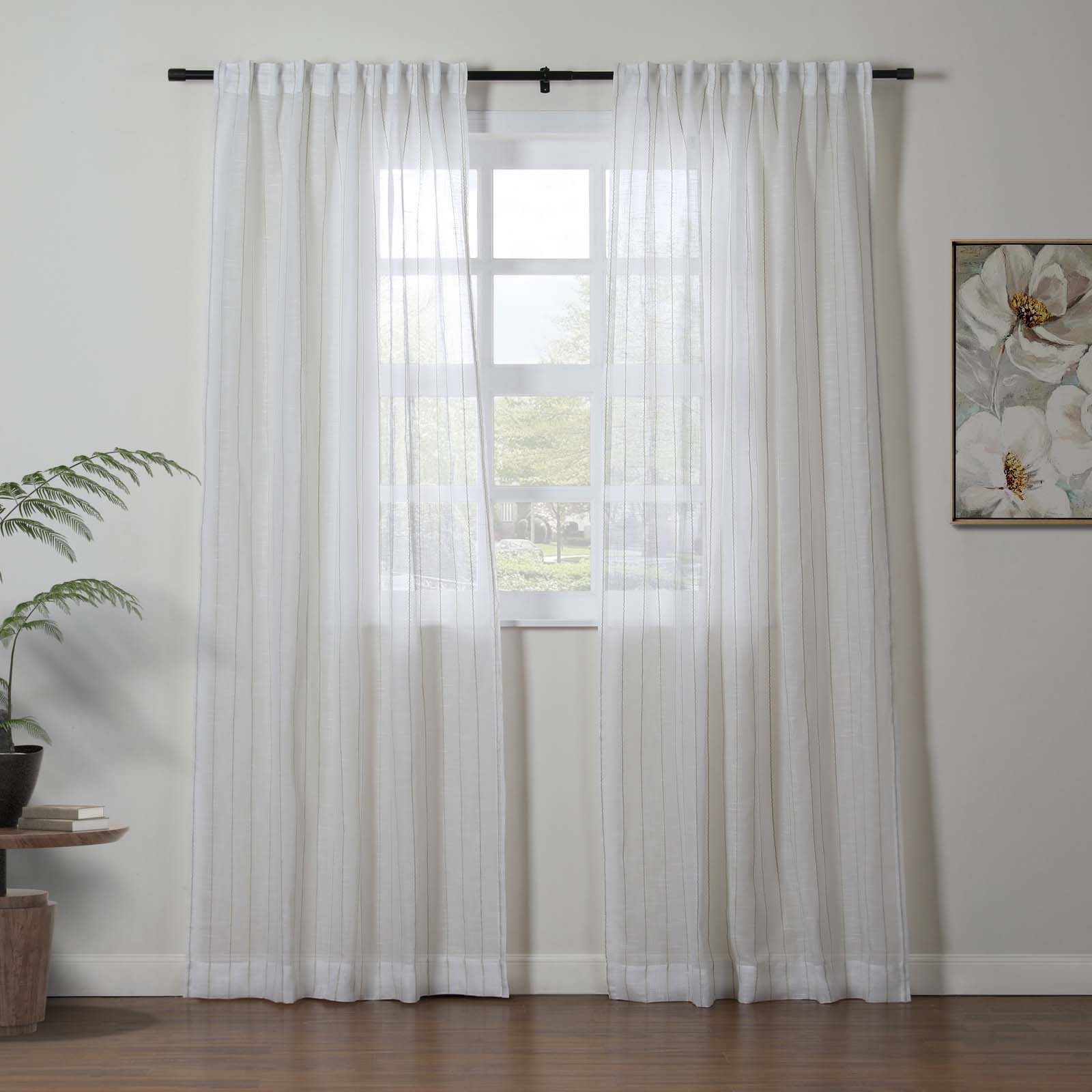 PureEase Woven Striped Sheer Curtain Soft Top