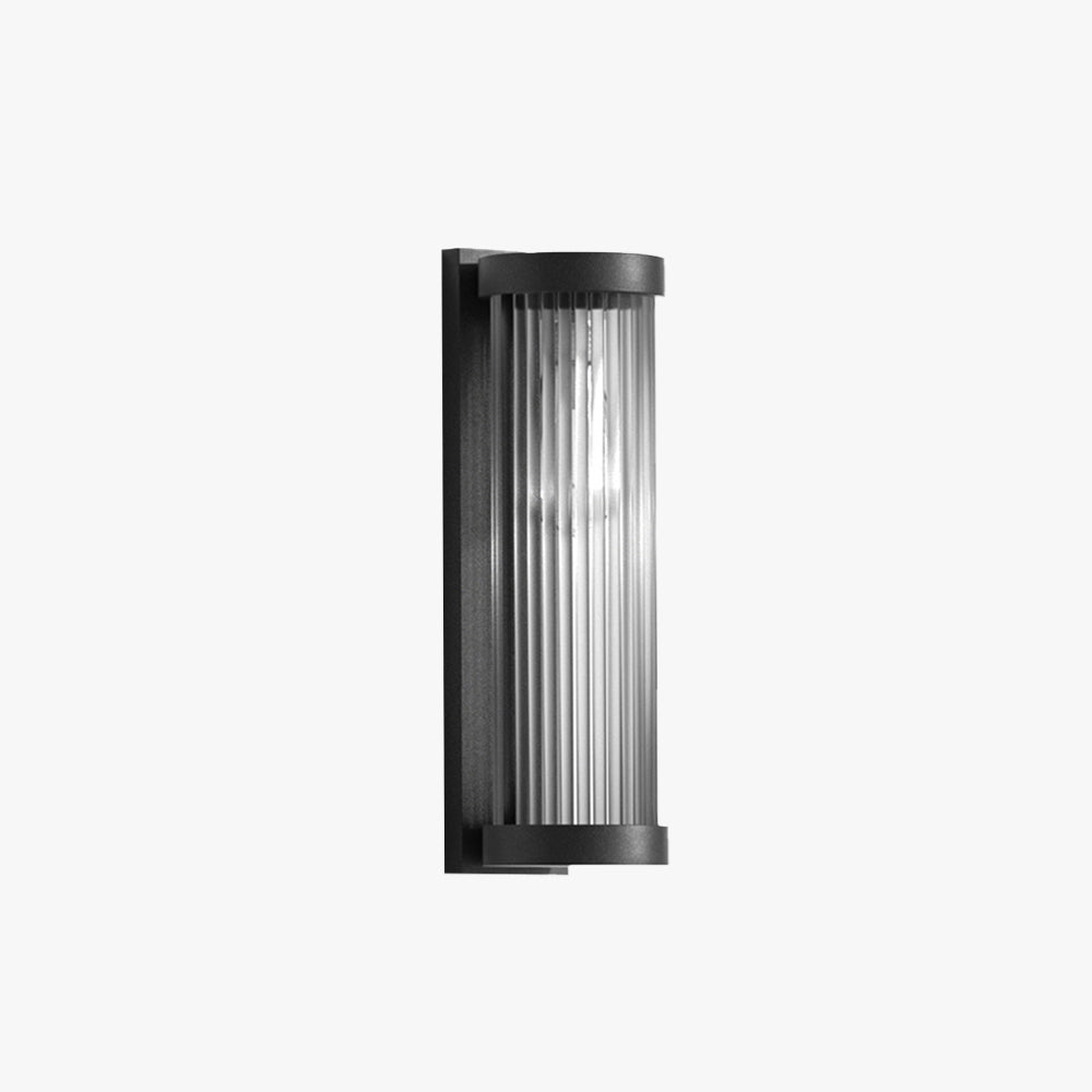 Orr Modern Cylindrical Metal/Glass Solar Waterproof Outdoor Wall Lamp, Black